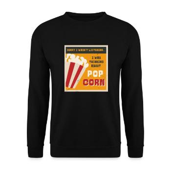 Manger du pop-corn Ironic Saying Corn Pop Corn - Sweat-shirt Unisexe - noir - Devant - Alina (178cm) & Michal (187cm)