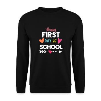 HAPPY FIRST DAY OF SCHOOL - Unisex Sweatshirt - black - Front - Alina (178cm) & Michal (187cm)