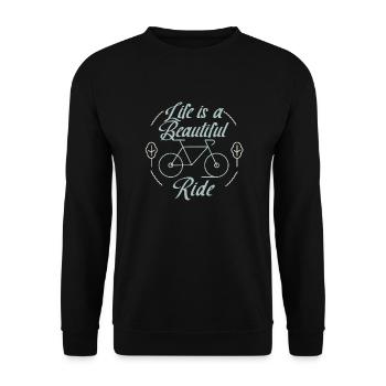 La vie est une belle promenade. Vélo. Bicycle. - Sweat-shirt Unisexe - noir - Devant - Alina (178cm) & Michal (187cm)
