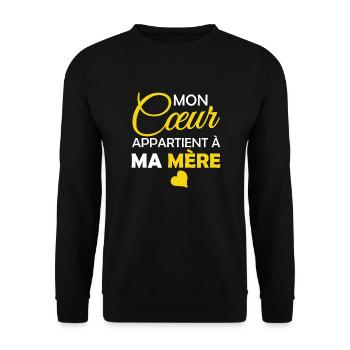 mon cœur appartient à ma mère / j'aime ma mère - Sweat-shirt Unisexe - noir - Devant - Alina (178cm) & Michal (187cm)