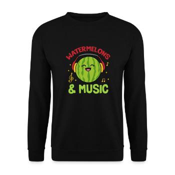 Watermelons and Music Notes Musician Summer Fruit - Unisex Sweatshirt - black - Front - Alina (178cm) & Michal (187cm)