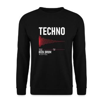 Techno Kick Drum - キックドラム - Unisex Pullover - Schwarz - Vorne - Alina (178cm) & Michal (187cm)