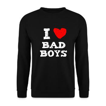 I love bad boys with red heart women - Sweat-shirt Unisexe - noir - Devant - Alina (178cm) & Michal (187cm)