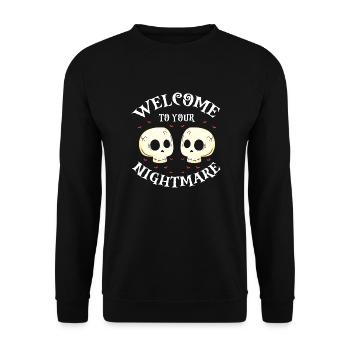 Welcome To Your Nightmare Funny Halloween Skulls - Unisex Sweatshirt - black - Front - Alina (178cm) & Michal (187cm)