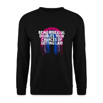 Doubles Your Chances of Getting Laid Bisexual - Unisex Sweatshirt - black - Front - Alina (178cm) & Michal (187cm)
