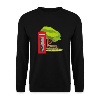 Telefonzelle im Park - Unisex Pullover - Schwarz - Vorne - Alina (178cm) & Michal (187cm)
