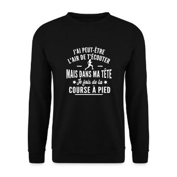 je fais de la course à pied / cadeau course à pied - Sweat-shirt Unisexe - noir - Devant - Alina (178cm) & Michal (187cm)