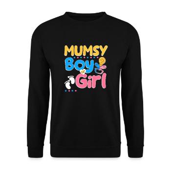 Pink or Blue Mumsy t’aime la meilleure maman de tous les temps - Sweat-shirt Unisexe - noir - Devant - Alina (178cm) & Michal (187cm)