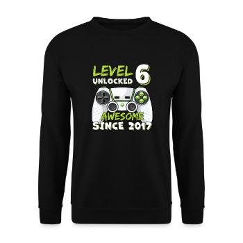 Sechs 6yr BDay Sohn Junge Lustiger Gamer 6. Geburtstag - Unisex Pullover - Schwarz - Vorne - Alina (178cm) & Michal (187cm)