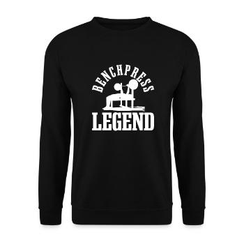 Benchpress Legend Powerlifter Fitnesstraining und - Unisex Pullover - Schwarz - Vorne - Alina (178cm) & Michal (187cm)