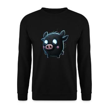 Schwein B - Unisex Pullover - Schwarz - Vorne - Alina (178cm) & Michal (187cm)