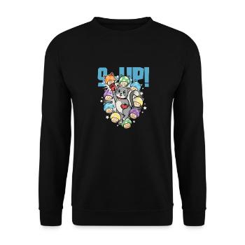 Gaming Gamer 9 Life Cat Level Up Kitten - Unisex Sweatshirt - black - Front - Alina (178cm) & Michal (187cm)