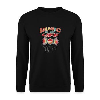 Musik ist mein Leben - Unisex Pullover - Schwarz - Vorne - Alina (178cm) & Michal (187cm)