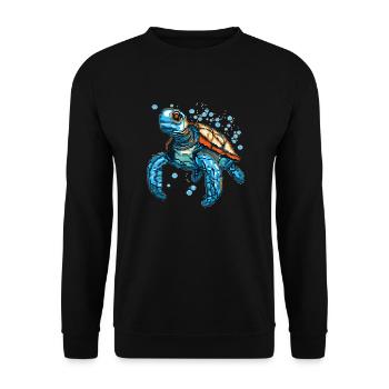 Turtle est composé de pixels - Sweat-shirt Unisexe - noir - Devant - Alina (178cm) & Michal (187cm)