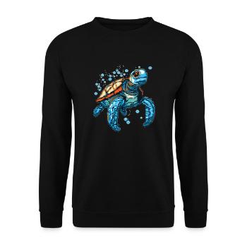 Turtle dans les graphismes de jeu rétro 8 bits - Sweat-shirt Unisexe - noir - Devant - Alina (178cm) & Michal (187cm)