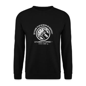 Plombier artiste - Sweat-shirt Unisexe - noir - Devant - Alina (178cm) & Michal (187cm)