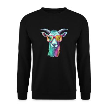 Biki die Ziege - Unisex Pullover - Schwarz - Vorne - Alina (178cm) & Michal (187cm)