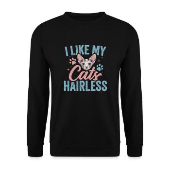 Sphynx Haarlose Katzen Niedliche Katze Liebhaber Papa Mama - Unisex Pullover - Schwarz - Vorne - Alina (178cm) & Michal (187cm)