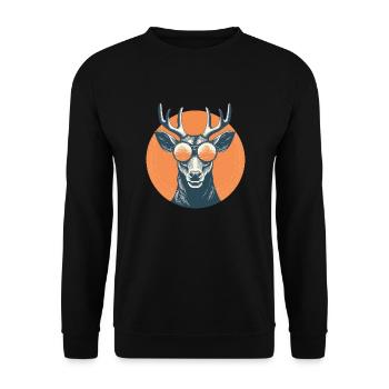 Deer Sunglasses Deer Red Deer - Unisex Sweatshirt - black - Front - Alina (178cm) & Michal (187cm)
