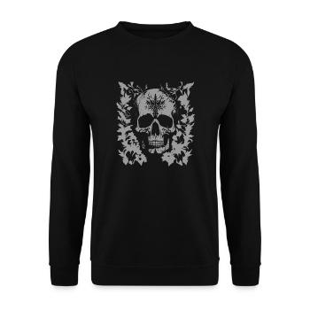 gothic skull in organic ornaments - Unisex Sweatshirt - black - Front - Alina (178cm) & Michal (187cm)
