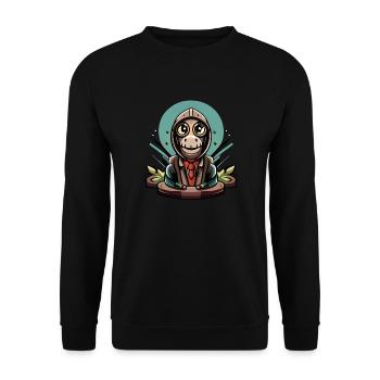 Meditating dinosaur - Unisex Sweatshirt - black - Front - Alina (178cm) & Michal (187cm)