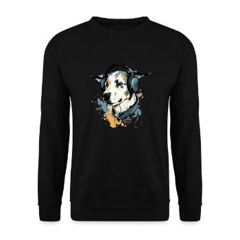 Jay, der audiophile Hund - Unisex Pullover - Schwarz - Vorne - Alina (178cm) & Michal (187cm)
