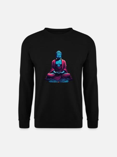 Blauer Buddha in Meditation Versenkung Dualität - Unisex Pullover - Schwarz