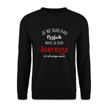 Pas parfaite mais surfeuse - Sweat-shirt Unisexe - noir - Devant - Alina (178cm) & Michal (187cm)