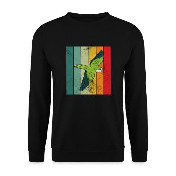 Quaker parrot retro - Unisex Pullover - Schwarz - Vorne - Alina (178cm) & Michal (187cm)