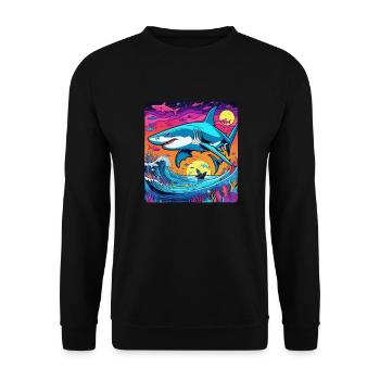 requin et coucher de soleil - Sweat-shirt Unisexe - noir - Devant - Alina (178cm) & Michal (187cm)