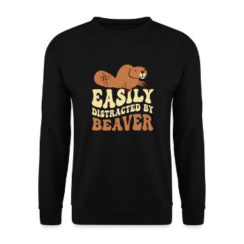 Easily Distracted By Beaver Animal Rodent - Unisex Sweatshirt - black - Front - Alina (178cm) & Michal (187cm)