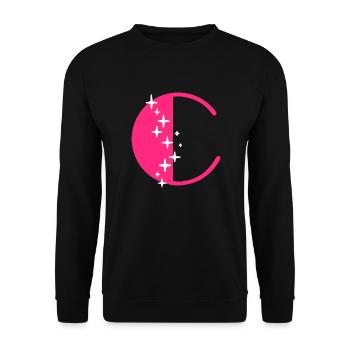 Buchstabe C Glitzer - Unisex Pullover - Schwarz - Vorne - Alina (178cm) & Michal (187cm)