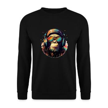 Singe cool avec lunettes de soleil et casque chimpanzé - Sweat-shirt Unisexe - noir - Devant - Alina (178cm) & Michal (187cm)