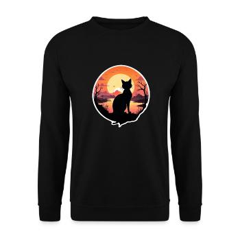 chat paysage et coucher de soleil - Sweat-shirt Unisexe - noir - Devant - Alina (178cm) & Michal (187cm)