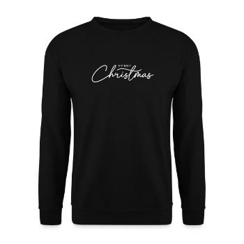 Elegante weiße Weihnachtsschrift - Unisex Pullover - Schwarz - Vorne - Alina (178cm) & Michal (187cm)