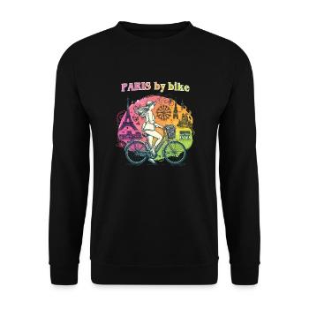 Paris by bike - Fille à vélo à Paris. - Sweat-shirt Unisexe - noir - Devant - Alina (178cm) & Michal (187cm)