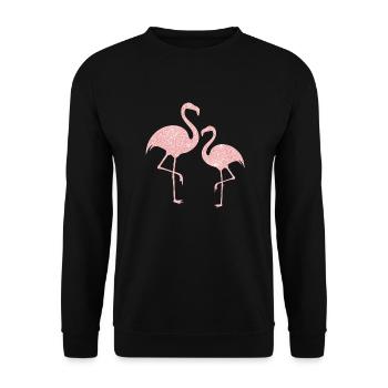 Flamingo rose glitter - Sweat-shirt Unisexe - noir - Devant - Alina (178cm) & Michal (187cm)