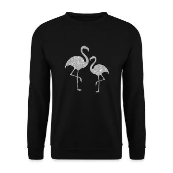 Silberner Flamingo - Unisex Pullover - Schwarz - Vorne - Alina (178cm) & Michal (187cm)