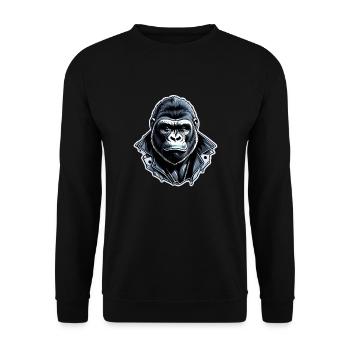 Gorilla mit Goldkette - Unisex Pullover - Schwarz - Vorne - Alina (178cm) & Michal (187cm)