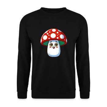 Funny cheerful toadstool - Unisex Sweatshirt - black - Front - Alina (178cm) & Michal (187cm)