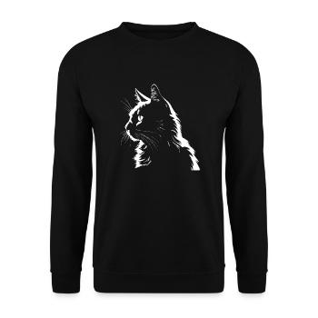 Cat, Cat Motif - Unisex Sweatshirt - black - Front - Alina (178cm) & Michal (187cm)