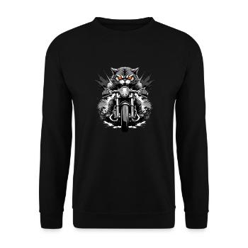Angry Cat ride Motorcycle - Unisex Pullover - Schwarz - Vorne - Alina (178cm) & Michal (187cm)