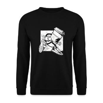 Coffee Junkie: Fun Design for Coffee-to-Go - Unisex Sweatshirt - black - Front - Alina (178cm) & Michal (187cm)