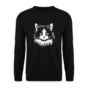 Cat, Cat Motif - Unisex Sweatshirt - black - Front - Alina (178cm) & Michal (187cm)