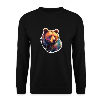 Bear colorful in the wild - Unisex Sweatshirt - black - Front - Alina (178cm) & Michal (187cm)