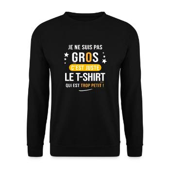 je ne suis pas gros c est le t shirt trop petit - Sweat-shirt Unisexe - noir - Devant - Alina (178cm) & Michal (187cm)