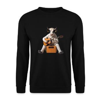 Kuh Ochse Gitarre - Unisex Pullover - Schwarz - Vorne - Alina (178cm) & Michal (187cm)