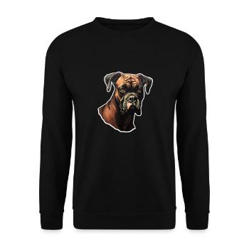 Boxer Kopf - Unisex Pullover - Schwarz - Vorne - Alina (178cm) & Michal (187cm)