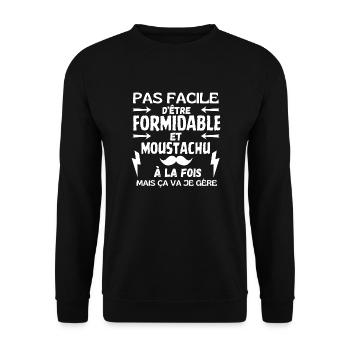 BEEINDRUCKENDER SCHNURRBART - Unisex Pullover - Schwarz - Vorne - Alina (178cm) & Michal (187cm)