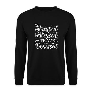 Stressé et obsédé par les voyages - Sweat-shirt Unisexe - noir - Devant - Alina (178cm) & Michal (187cm)